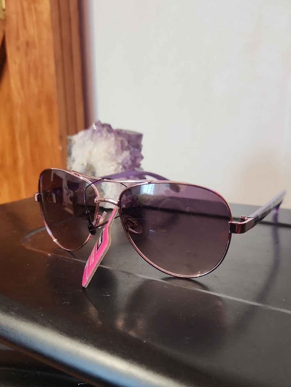 Foster Grant Rose-Tinted Aviator Sunglasses